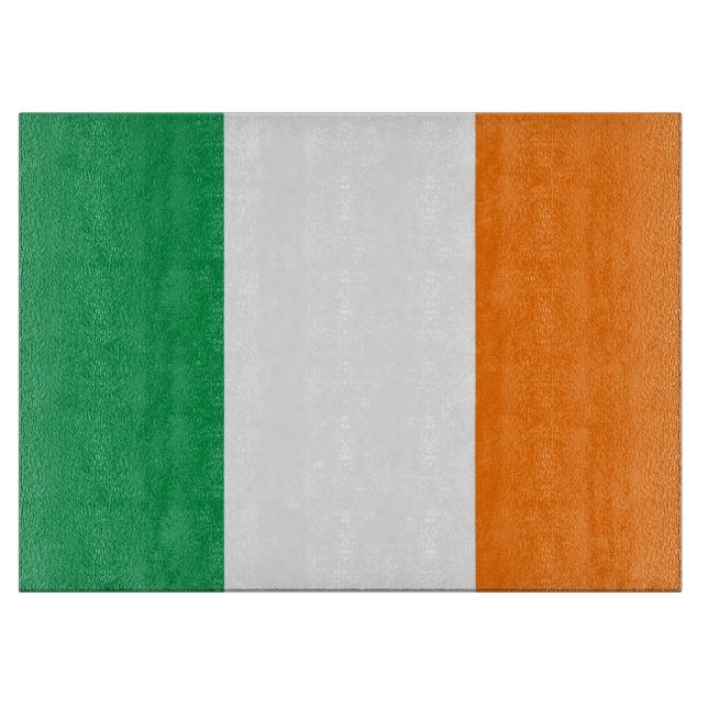 Glass cutting board with Flag of Ireland (Front)