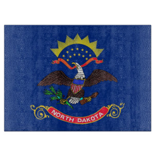 Glass cutting board with Flag of North Dakota
