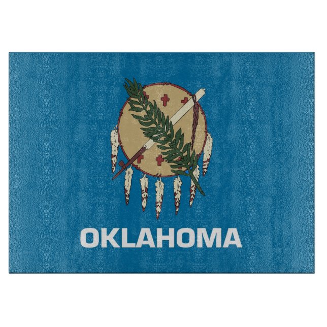 Glass cutting board with Flag of Oklahoma, USA (Front)
