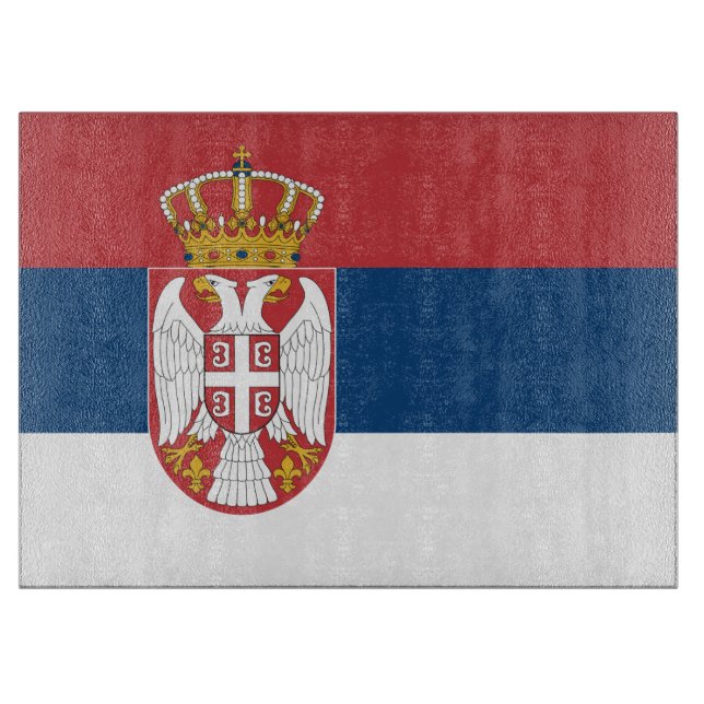 Glass cutting board with Flag of Serbia (Front)