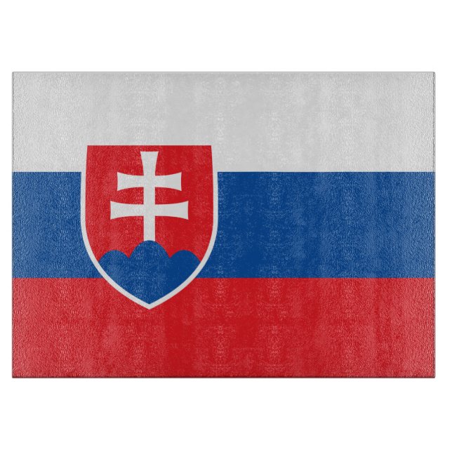 Glass cutting board with Flag of Slovakia (Front)
