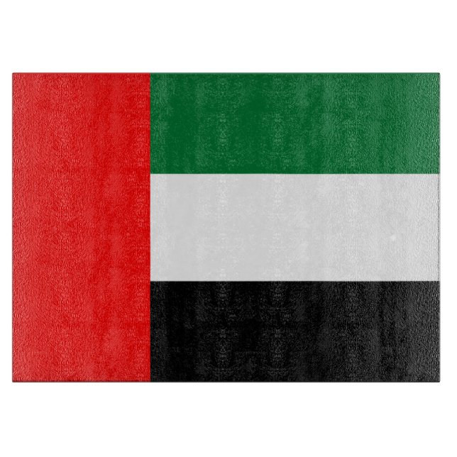 Glass cutting board with Flag of UAE (Front)