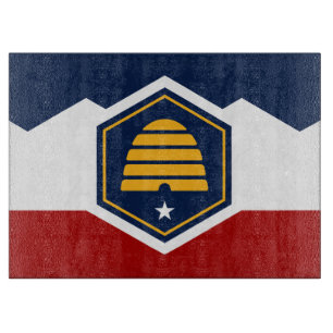Glass cutting board with Flag of Utah, USA