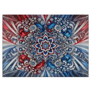 Glass cutting board with French Colours