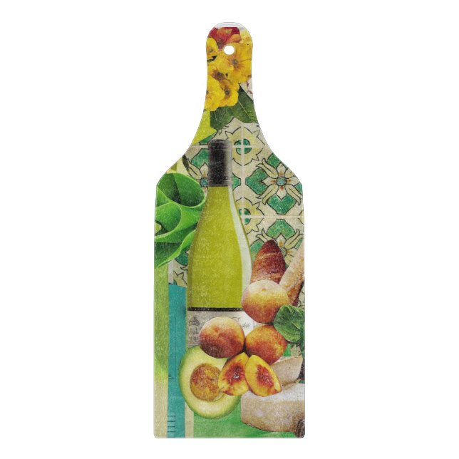Glass Cutting Board with Green Mexican Tile (Front)