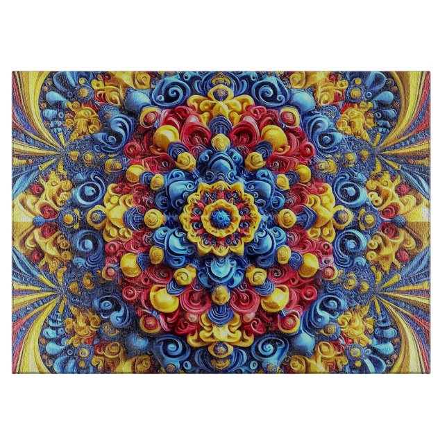 Glass cutting board with Romanian Colours (Front)