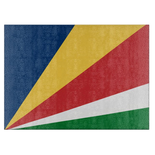 Glass cutting board with Seychelles Colours (Front)