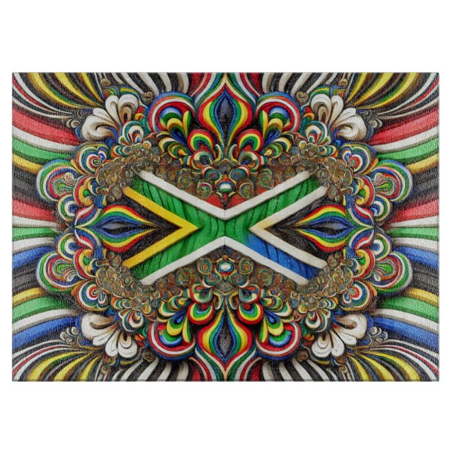 Glass cutting board with South African Colours (Front)