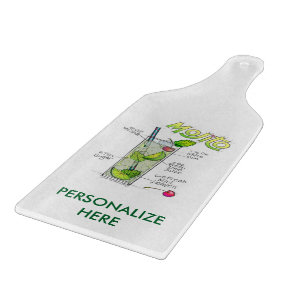 GLASS CUTTING BOARDS - MOJITO RECIPE COCKTAIL ART