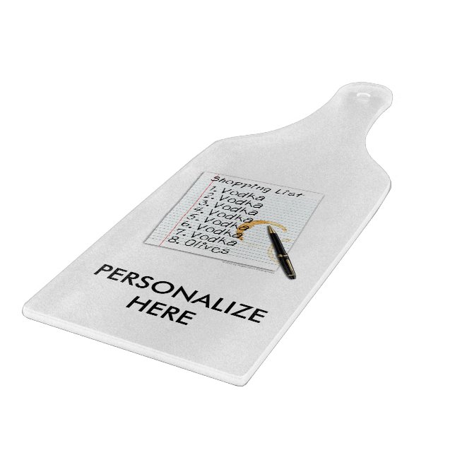 GLASS CUTTING BOARDS - VODKA SHOPPING LIST (Corner)