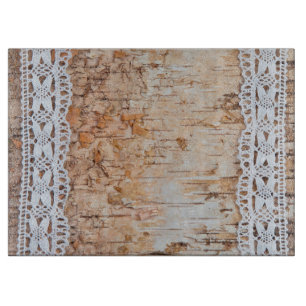 Glass Cutting Country Barn Wood Lace Trim Edge Cutting Board