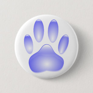 Glass Dog Paw Print 6 Cm Round Badge