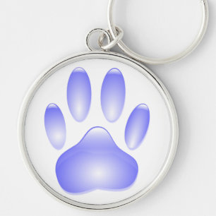 Glass Dog Paw Print Award Key Ring