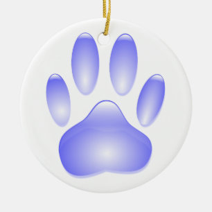 Glass Dog Paw Print Ceramic Tree Decoration