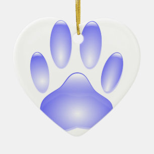 Glass Dog Paw Print Ceramic Tree Decoration