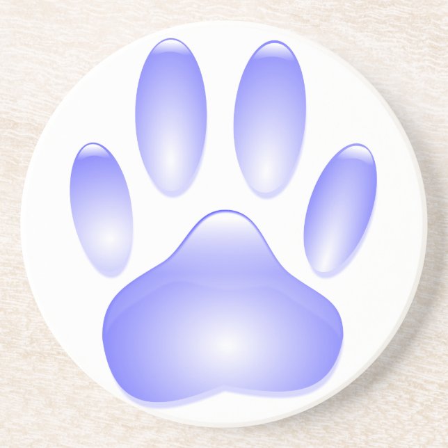 Glass Dog Paw Print Coaster (Front)