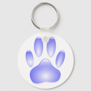 Glass Dog Paw Print Key Ring