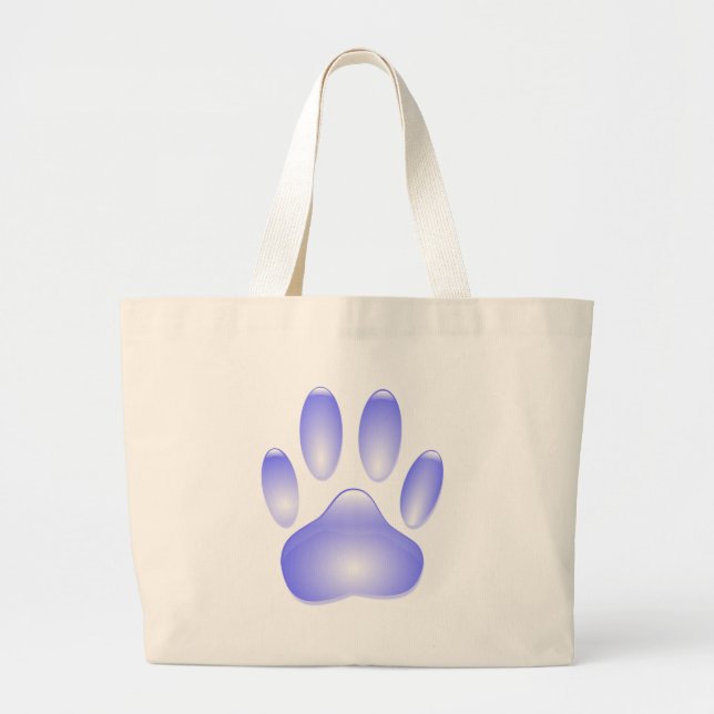 Glass Dog Paw Print Large Tote Bag (Front)