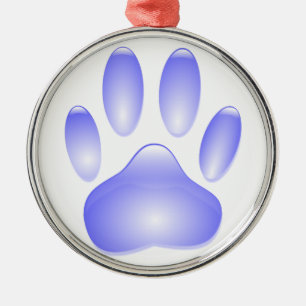 Glass Dog Paw Print Metal Tree Decoration