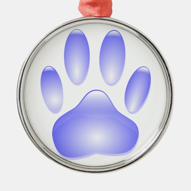 Glass Dog Paw Print Metal Tree Decoration (Front)