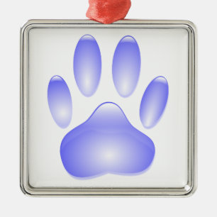 Glass Dog Paw Print Metal Tree Decoration