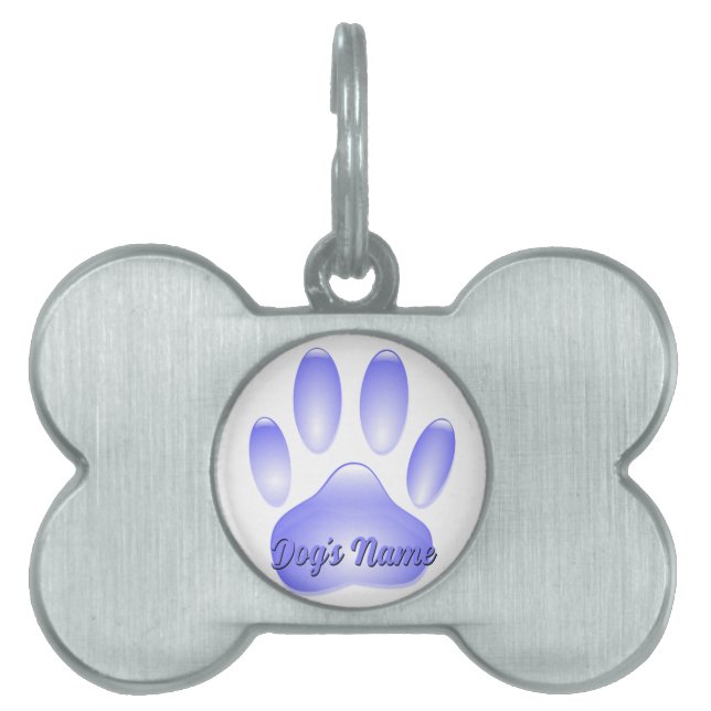 Glass Dog Paw Print Pet ID Tag (Front)