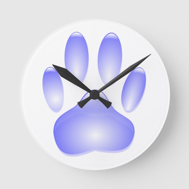 Glass Dog Paw Print Round Clock (Front)