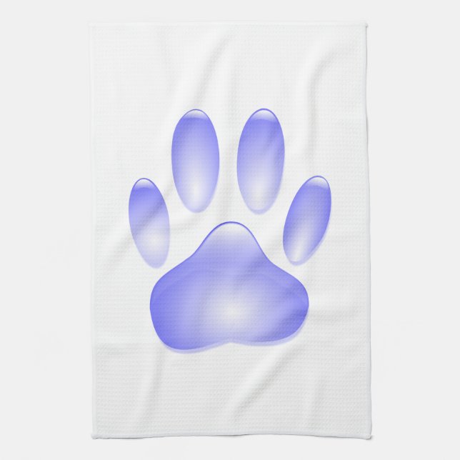 Glass Dog Paw Print Tea Towel (Vertical)