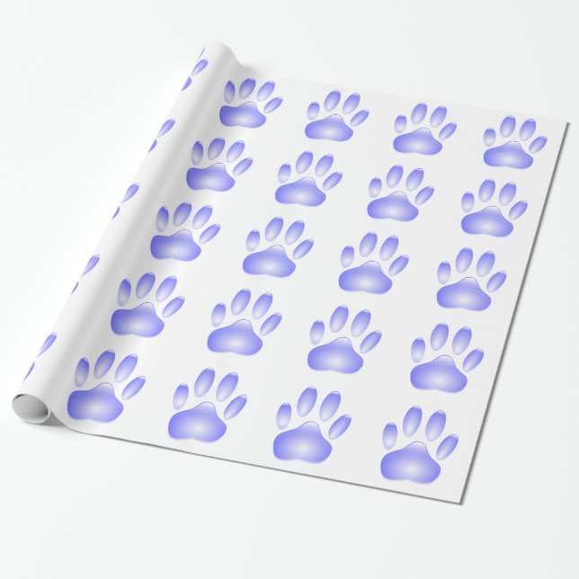 Glass Dog Paw Print Wrapping Paper (Unrolled)