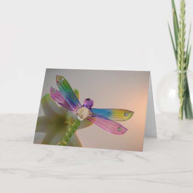 Glass Dragonfly Greeting Card (Front)