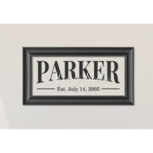 Glass Established Family Sign w/Frame