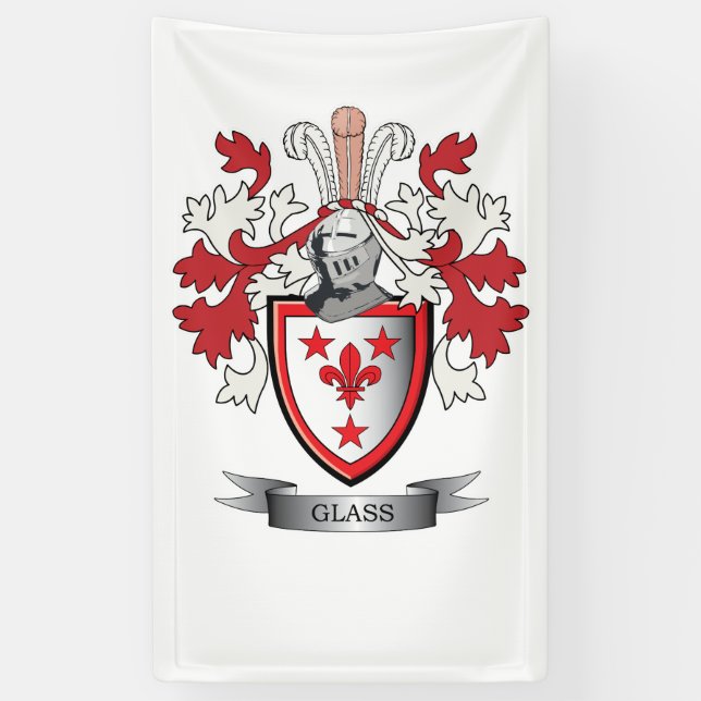 Glass Family Crest Coat of Arms Banner (Vertical)