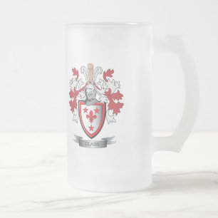 Glass Family Crest Coat of Arms Frosted Glass Beer Mug