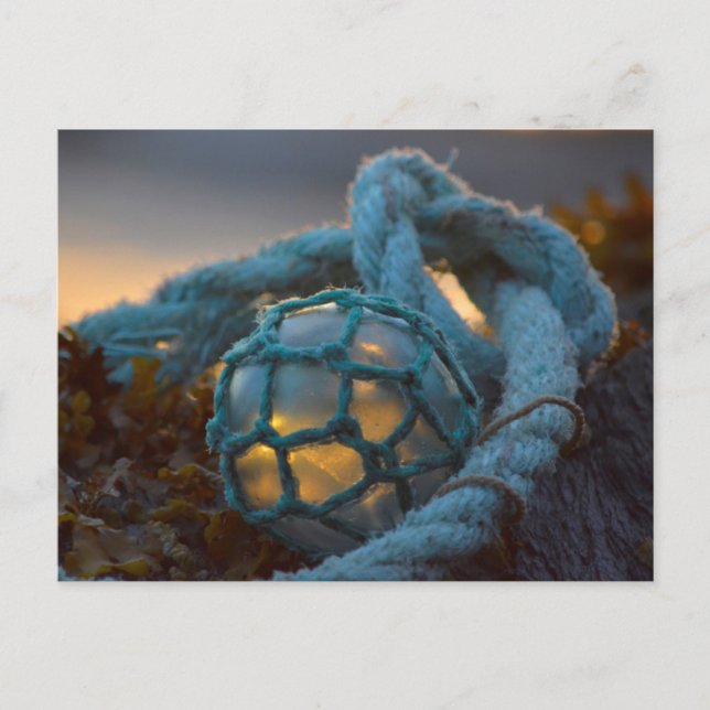Glass fishing float, Sunset, Alaska Postcard (Front)