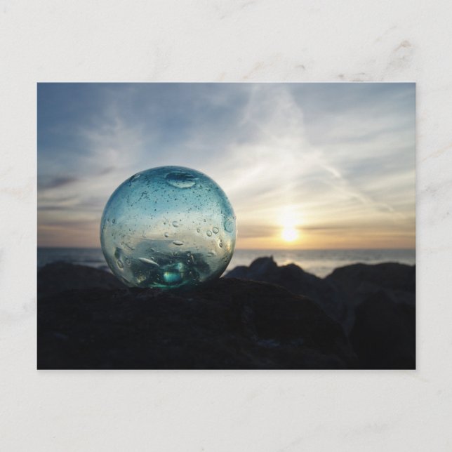Glass float and sunset postcard (Front)