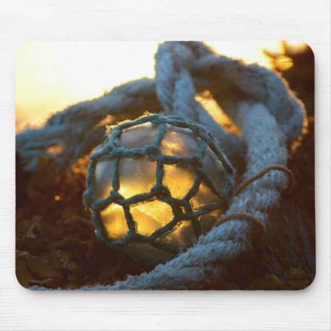 Glass float glows at sunset, Alaska Mouse Mat (Front)