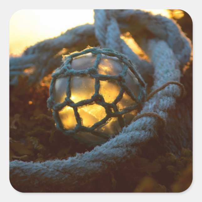Glass float glows at sunset, Alaska Square Sticker (Front)