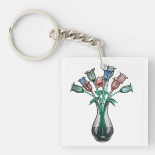 Glass Flowers Key Ring