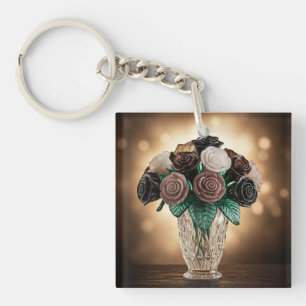 Glass Flowers Key Ring