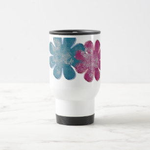 Glass Flowers (pink/teal) Travel Mug