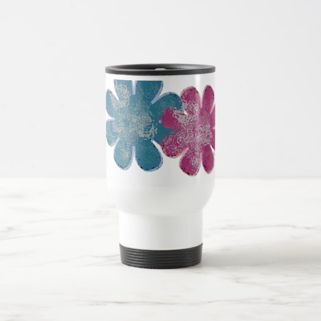 Glass Flowers (pink/teal) Travel Mug (Center)