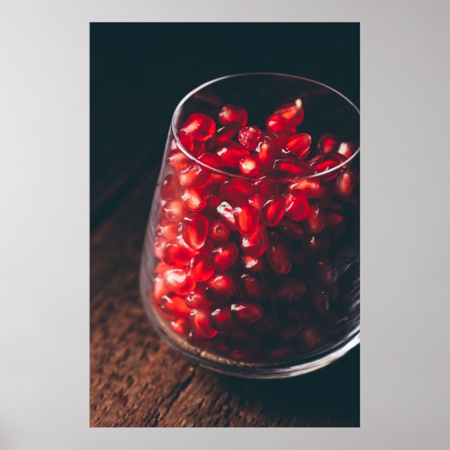 Glass full of red pomegranate seeds poster (Front)