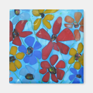 glass-fusion flower magnet