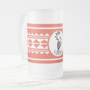 Glass glass cup: Tribal Pattern Frosted Glass Beer Mug