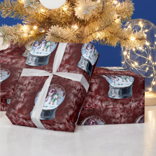 Glass Globe Snowman Christmas Wrapping Paper