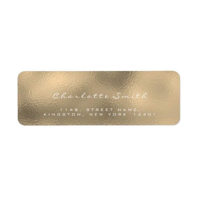 Glass Gold Faux Sepia White Return Address Labels (Front)