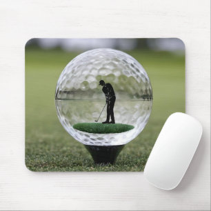 Glass Golf Ball With Golf Player Inside, Mouse Mat