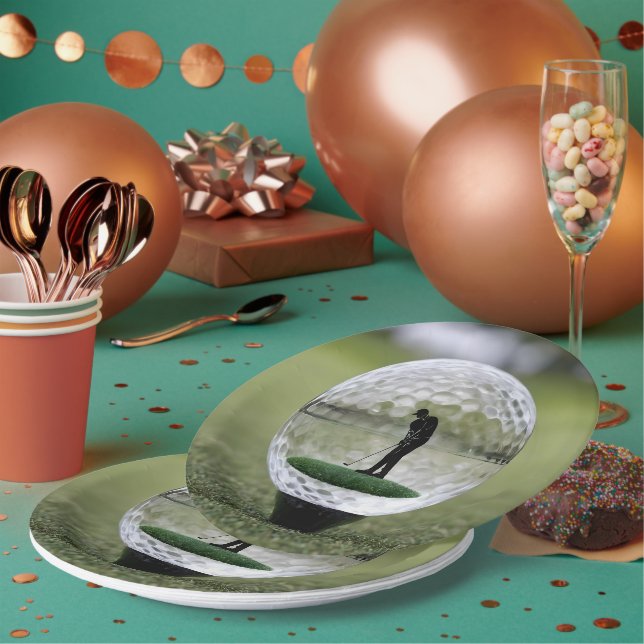 Glass Golf Ball With Golf Player Inside, Paper Plate (Multi)