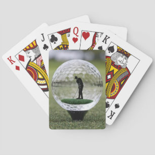Glass Golf Ball With Golf Player Inside, Playing Cards