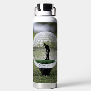 Glass Golf Ball With Golf Player Inside, Water Bottle